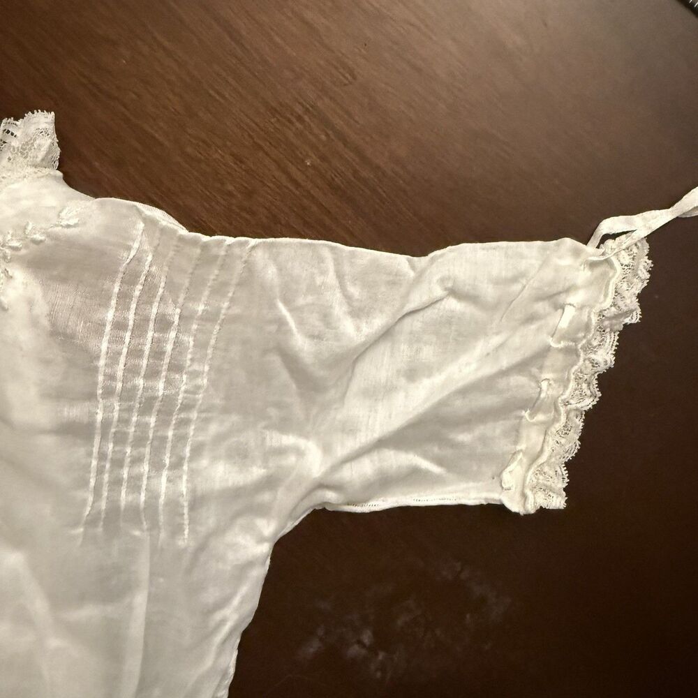 Handmade Heirloom Baby Christening Gown White Embroidered Lace Baptism Vintage